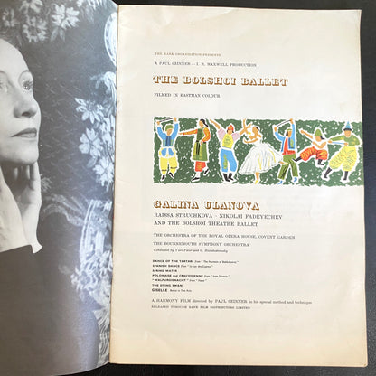 THE BOLSHOI BALLET FILM PROGRAM BOOKLET Paul CZINNER CLASSICAL Opera Interest