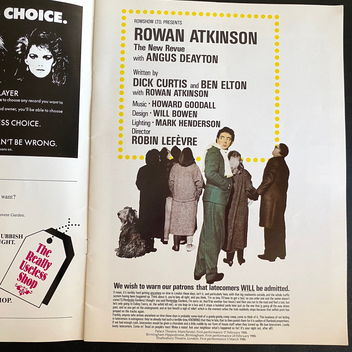 Rowan Atkinson, The New Revue, Tour Programme