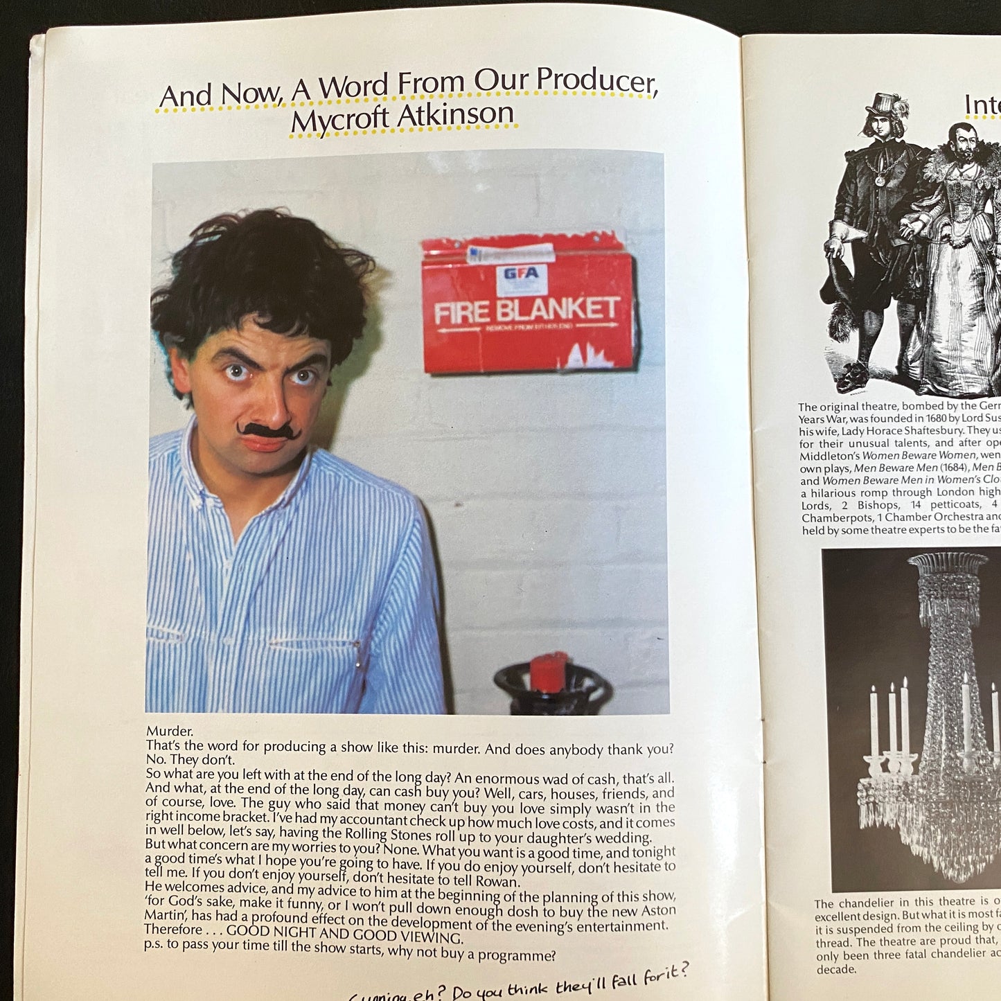 Rowan Atkinson, The New Revue, Tour Programme