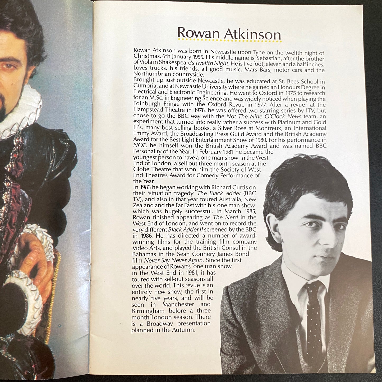 Rowan Atkinson, The New Revue, Tour Programme