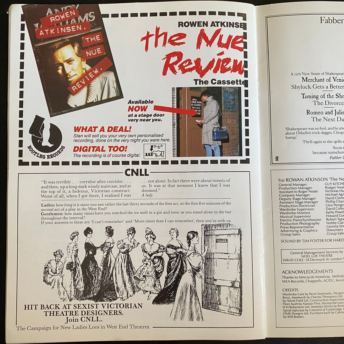 Rowan Atkinson, The New Revue, Tour Programme