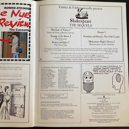 Rowan Atkinson, The New Revue, Tour Programme