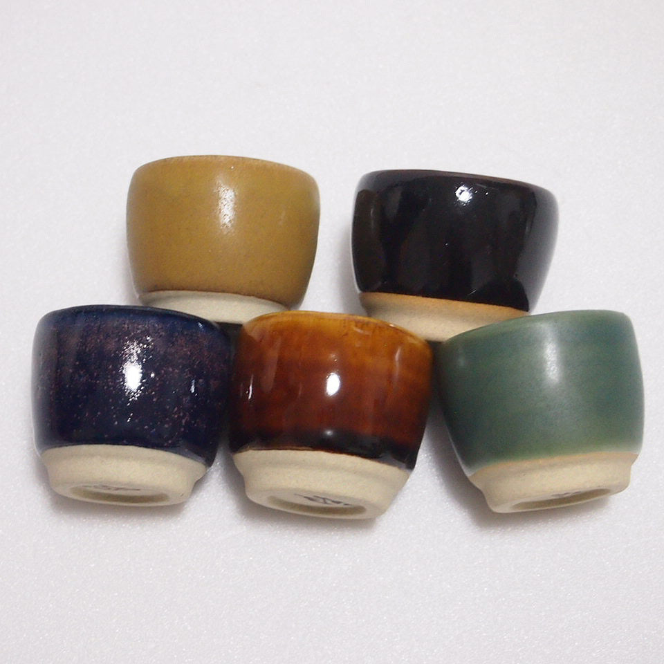 Vintage Set of 5 sake cups, presented in a wooden box